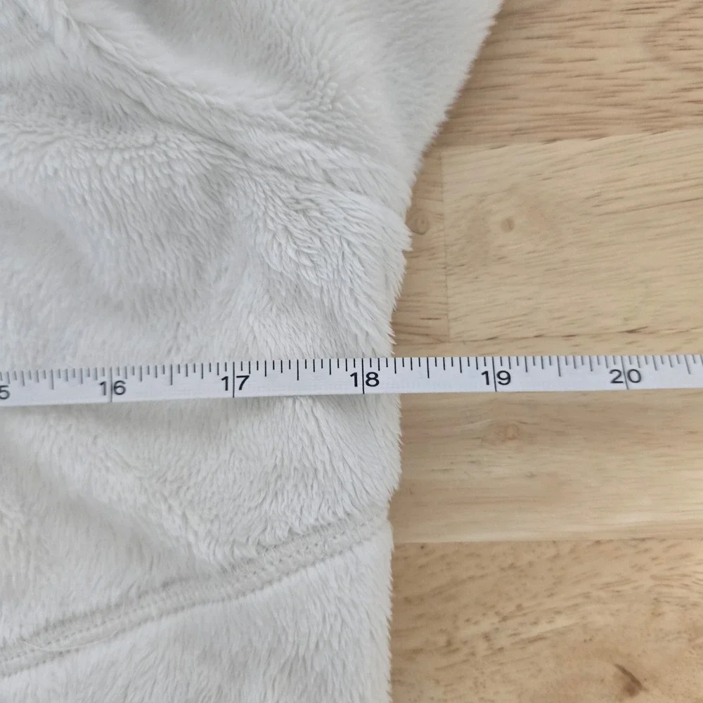 Athleta Womens White Fleece Full‎ Zip Jacket Cozy Funnel Neck Size M